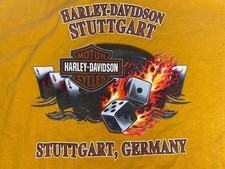 Harley Davidson Graphic T-Shirt LARGE Stuttgart Germany Y2K Pocket Tee USA Made