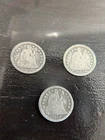 Lot Of 3 Seated Liberty Dimes 1857 1857 1853 90% Silver