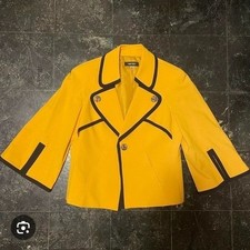 Crop Blazer Split Sleeve Single Button Waist Contrast Piping
