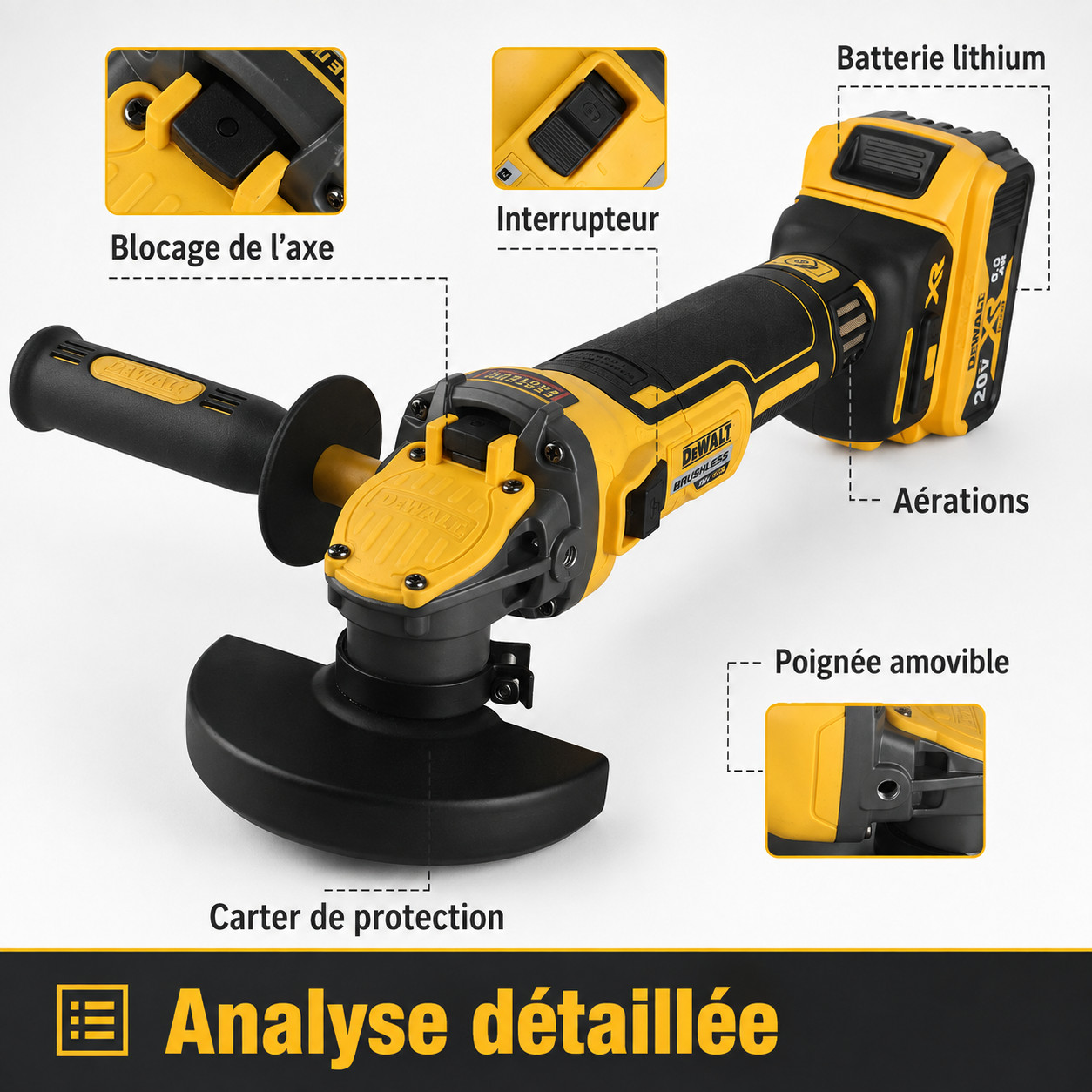 DEWALT DCG409 125mm 무선 앵글 그라인더 (충전기 및 배터리 미포함) 2