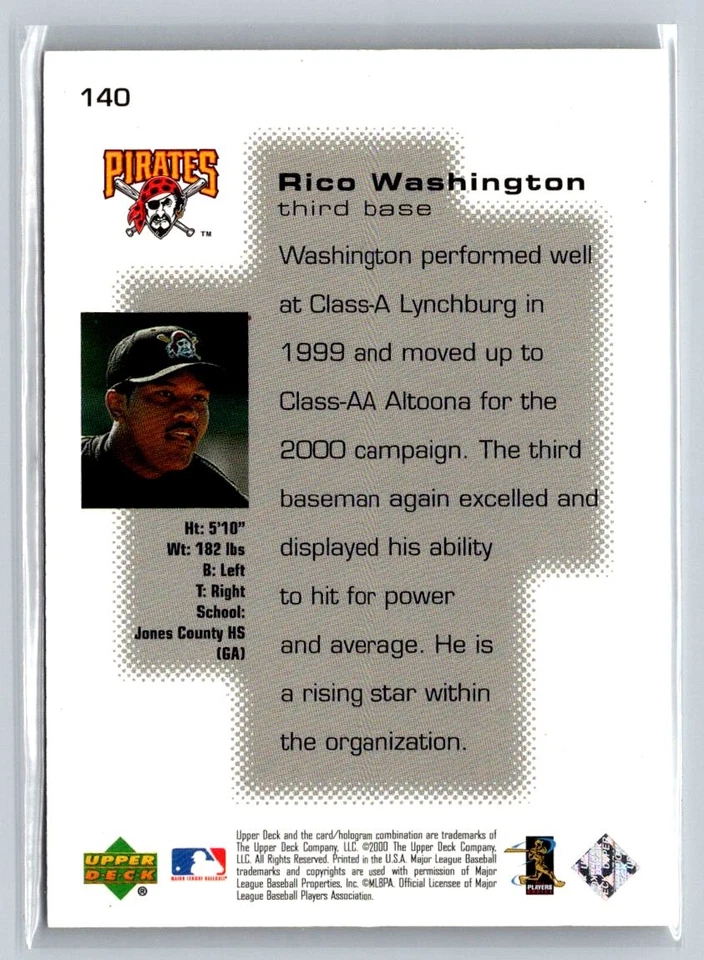2000 Upper Deck Pros & Prospects #140 Rico Washington #/1600 - Image 2 of 2