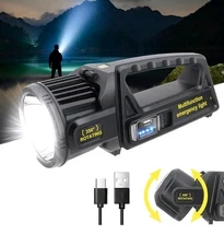 USB Solar Portable LED Flashlight Work Light Spotlight Rechargeable 1300000L...