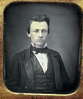 1/6th Plate Daguerreotype Serious Young Man Full Leather Case Resealed