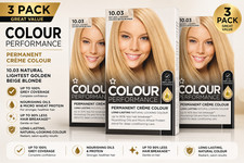 Image of Colour Performance Hair Dye 10.03 Golden Beige Blonde Permanent Colour 3 Pack