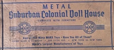 Vintage Marx Suburban Colonial Doll House Tin Lithograph New Original box US