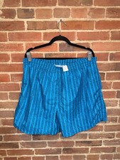 Vintage Pacific Scene Swim Trunks Blue Geometric All Over Print Shorts Men XL