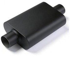 Universal 2.5 Dual Chamber Center Inlet Center Outlet Muffler 2.5 Inch Black