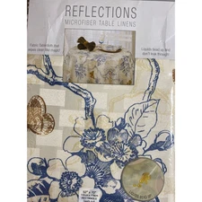 Vintage Reflections Microfiber Tablecloth 52 X 70 Rectangle Cherry Blossoms NEW