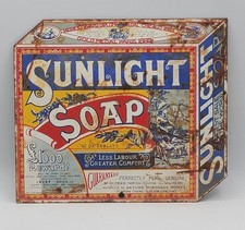 Vintage Distressed Sunlight Soap Porcelain Enameled Metal Sign