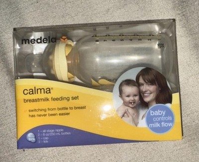 Medela Calma Feeding Bottle Set Flow Control Vented Nipple 2x 8oz/250ml