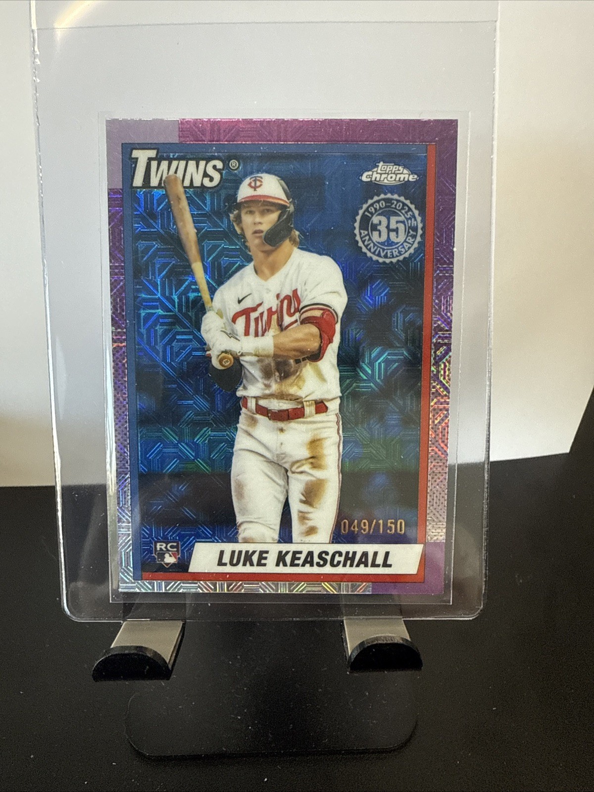 2025 TOPPS UPDATE 1990 SILVER PACK CHROME BLUE #86 LUKE KEASCHALL RC  /150 TWINS