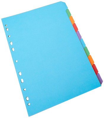 Concord 10 Part Assorted Heavy Weight Bright A4 Divider 1 1