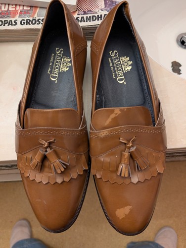 Men's Vintage Stafford Leather Loafers Tasels wing tip 10 1/2 D,  brn, used once