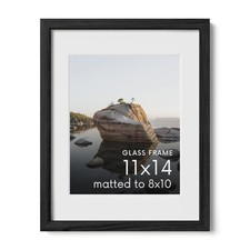 HAUS AND HUES 11x14 Picture Frame with Real Glass and Black American Oak Matted