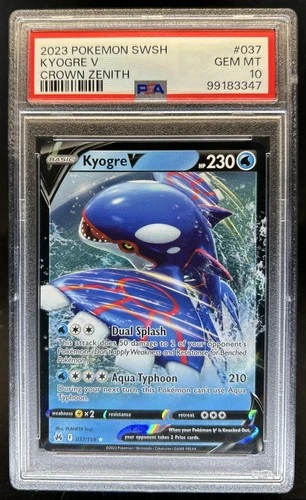 2023 Pokemon SWSH Crown Zenith Kyogre V #037/159 PSA 10 GEM MINT