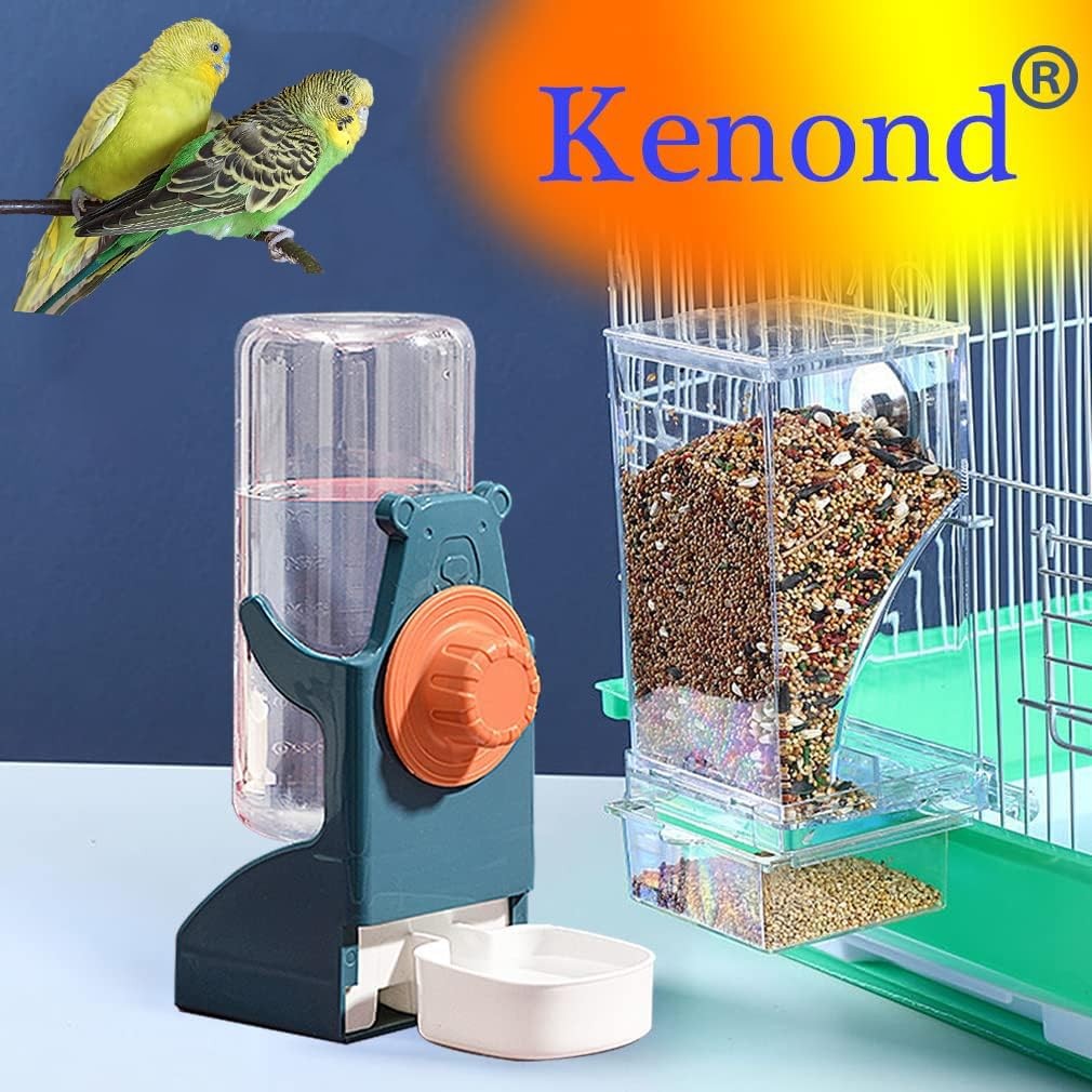 No Mess Bird Feeder Water Dispenser Set, Automatic Parrot Feeder Cage Accesso...
