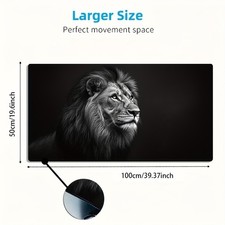 1pc Large-sized Esports Gaming Mouse Pad with a Black and White Lion Portrait