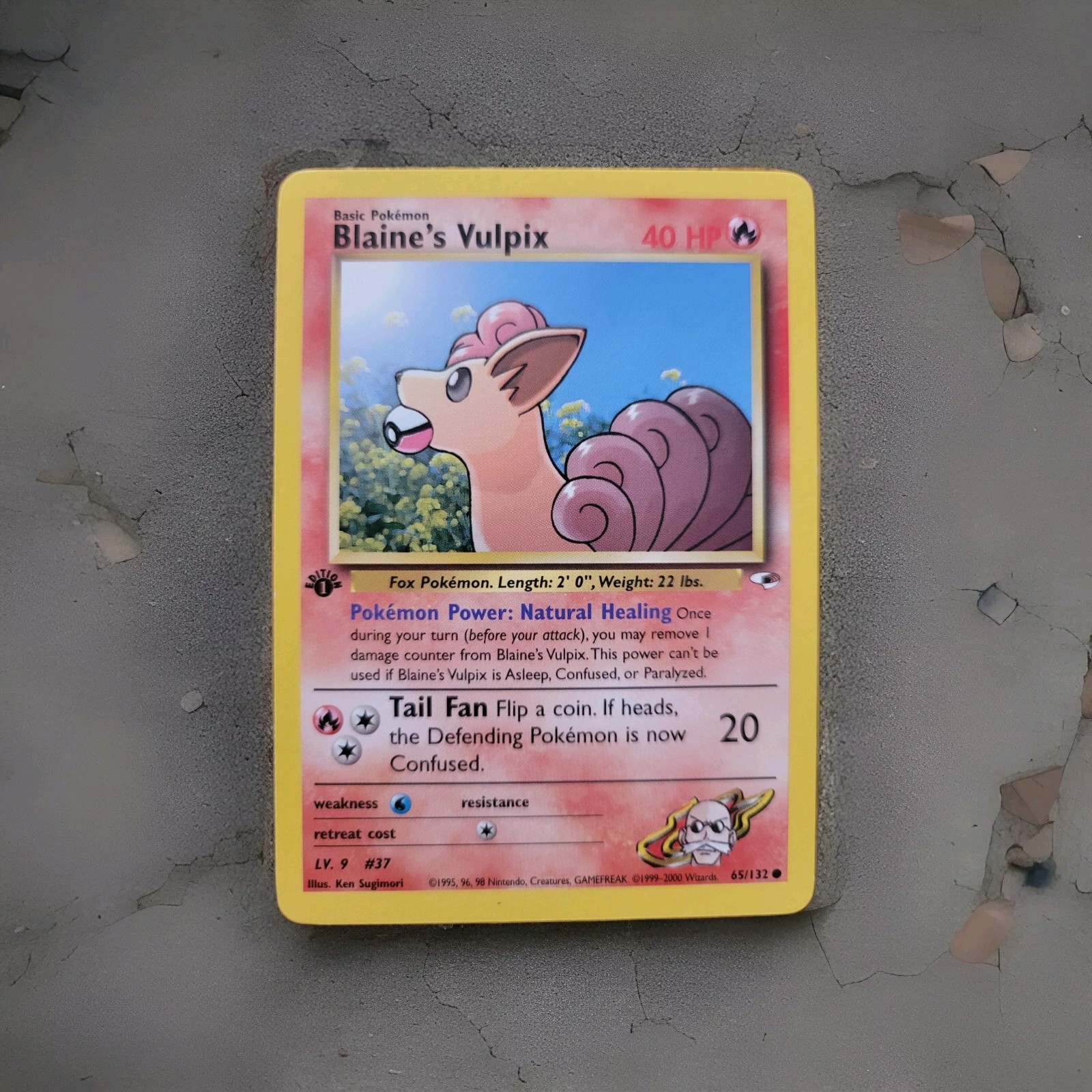 1st Edition Blaine’s Vulpix 65/132 Gym Heroes Pokémon Card NM
