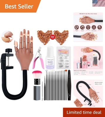Practice Hand for Acrylic Nails, Flexible Moveable Fake Hands, Manicure Train...