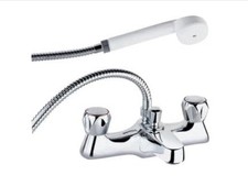 Swan standard 2 tap hole deck bath shower mixer tap and kit Chrome Plated