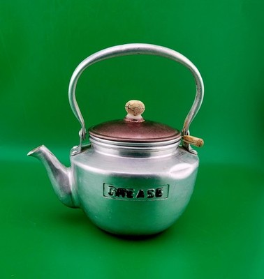 Vintage Aluminum And Copper Teapot Grease Holder Made In Japan Retro Kitchen 