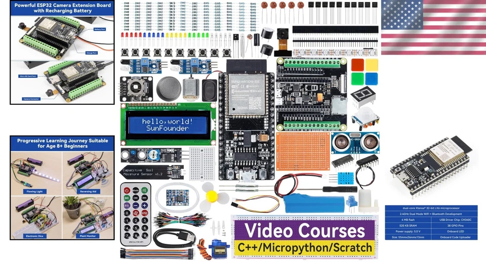 Ultimate Arduino Starter Kit with WROOM-32E: Bluetooth, Video Courses & Battery - Image 2 of 4