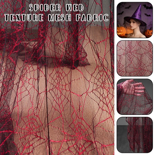 Tela de textura roja de malla de tela de araña transparente delgada de 50*150 cm para manualidades escénicas hágalo usted mismo