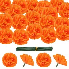 50 Pcs Marigold Flower Heads Bulk, Artificial Mexican Flowers Silk Fake Marig...