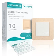 Silicone Foam Dressing with Adhesive Border 3“ x 3”,10 Packs Waterproof Silic...