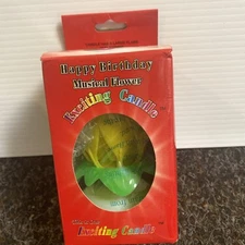 Vtg. Happy Birthday Musical Flower Candle Original Box Yellow New