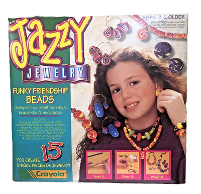 Vintage Crayola Jazzy Jewelry Funky Friendship Beads Kit Model Magic, Sealed Box