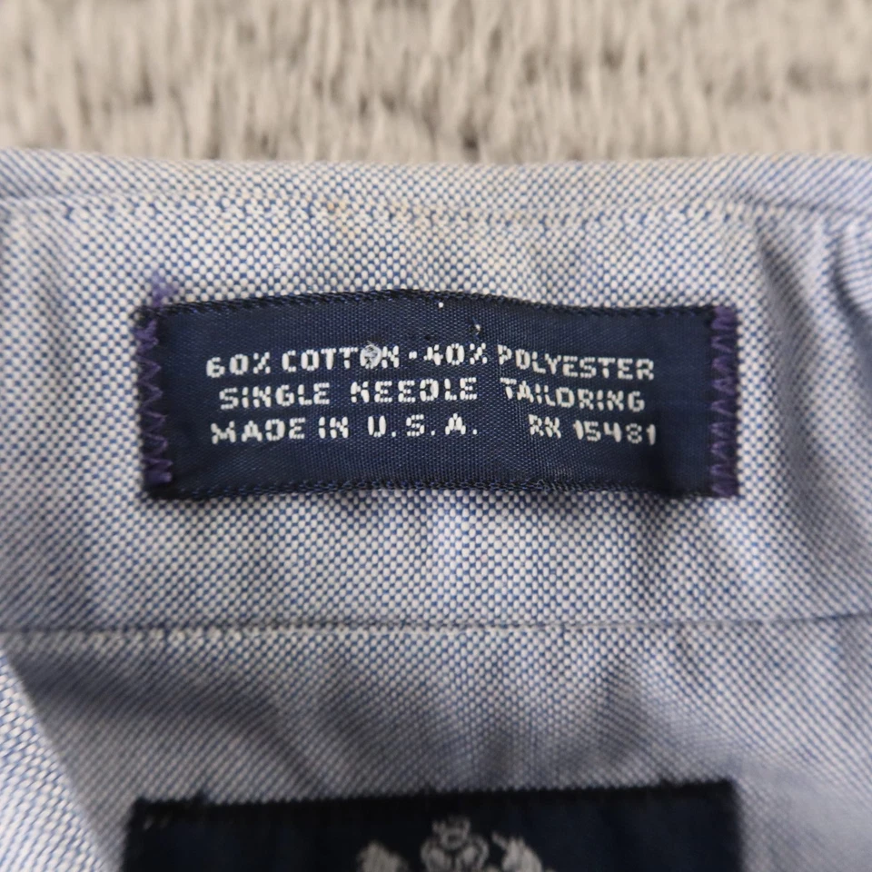 Camisa Stafford Para Hombres M 15 32/33 Azul Oxford Algodón Poliéster Informal OCBD EE. UU. Foto 3 de 4