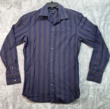 Banana Republic Button Up Shirt Mens M 15 Blue Stripe Slim Fit Long Sleeve Read