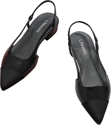Damen Slingback Pumps Schwarz Gr. 39 Lammleder Elegant Spitze Schuhe Büro Party