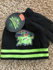Teenage Mutant Ninja Turtles Boys Black Knit Hat  Gloves Set - Rise of TMNT