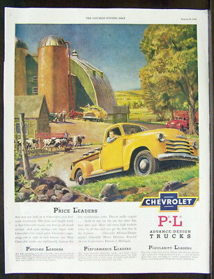 Chevrolet P L (Price Payload, Performance & Popularity Leader) Truck ad 1950
