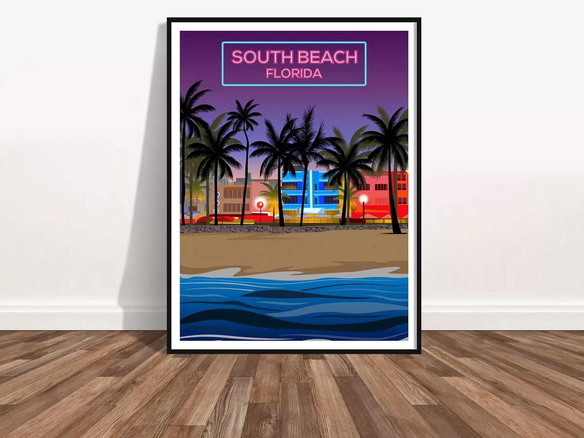 SOUTH BEACH MIAMI FLORIDA Wall Art Vacation Print Beach Print Poster