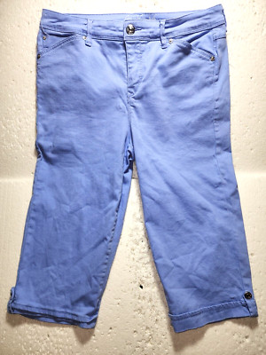 Gloria Vanderbilt Pants Womens Size 8 Blue Slimming Fit Cropped Pockets Casual