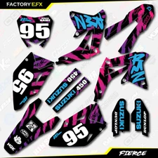 Retro Black Fierce Graphics Decal Kit fits Suzuki RMZ450 08-17 RMZ 450 