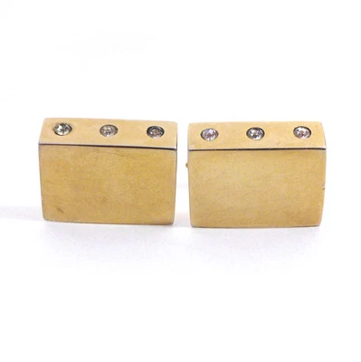 Rétro Vintage Swank Ton Doré Barre Boutons Manchette W/Faux-Diamants .152cm - Photo 1/4