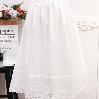 Ladies Cotton Lace Hem Underskirt Half Slip Shirt Extension Safety Skirt