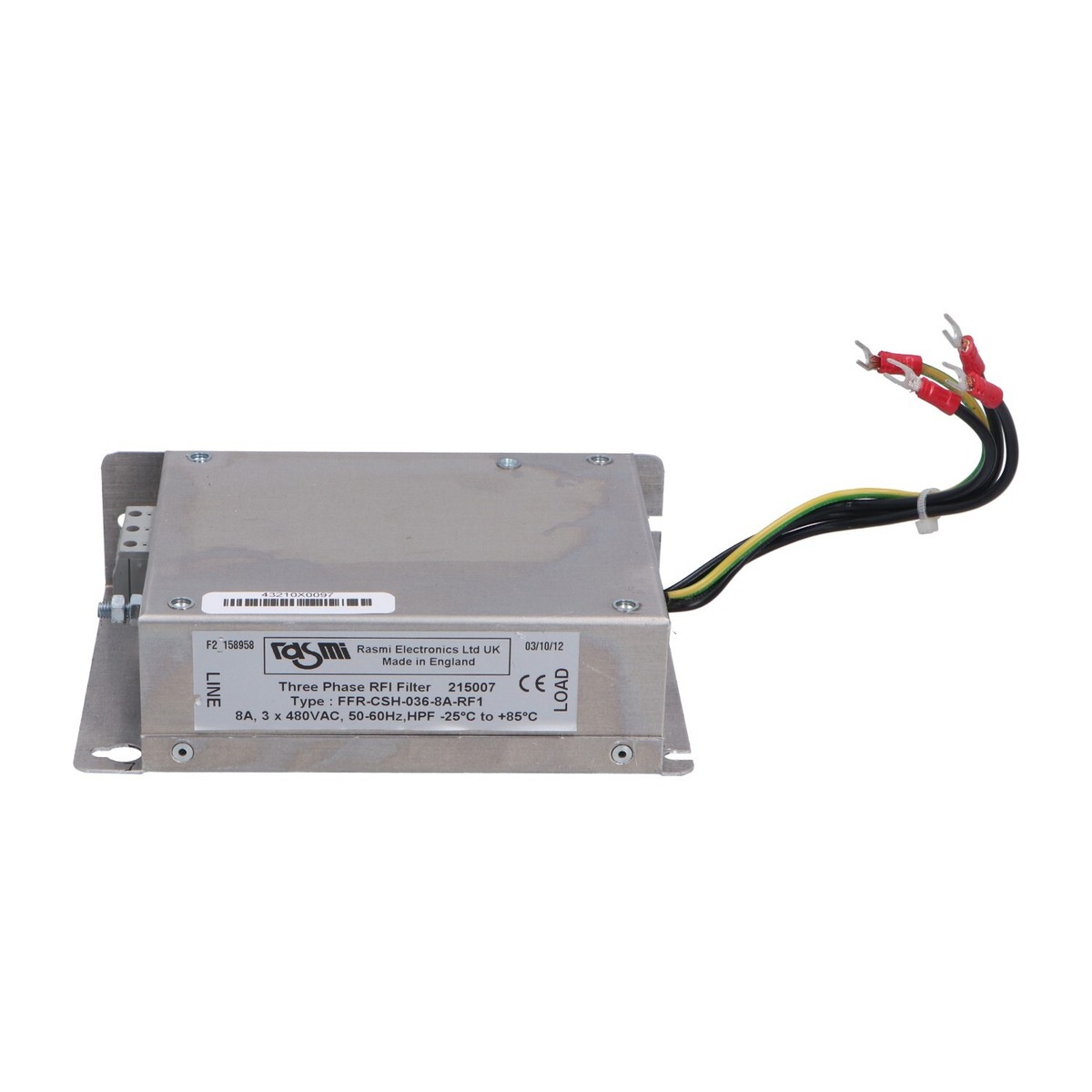Rasmi Electronics Filter FFR-CSH-036-8A-RF1 – 8A, 3-Phasen, 480 VAC, 50-60 Hz