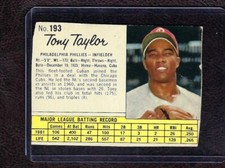 1962 Jello Baseball Card #193 Tony Taylor, Philadelphia Phillies, VG-EX, Rare!