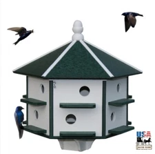 12 Hole 26" PURPLE MARTIN BIRDHOUSE - Weatherproof Recycled Poly in 4 Colors USA