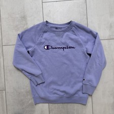 Girls Purple Champion Crewneck Pullover Sweatshirt Spell Out Athletic Large