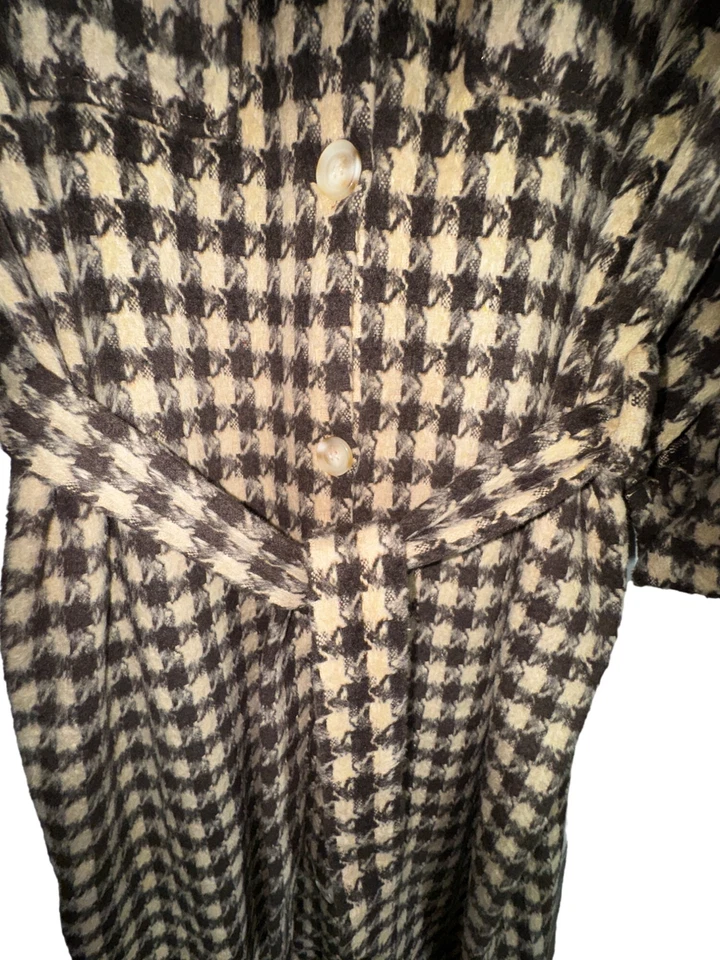 Vestido Boohoo Houndstooth com cinto longo jaqueta casaco flanela Reino Unido 16 EUA 12 quente - Imagem 3 de 4