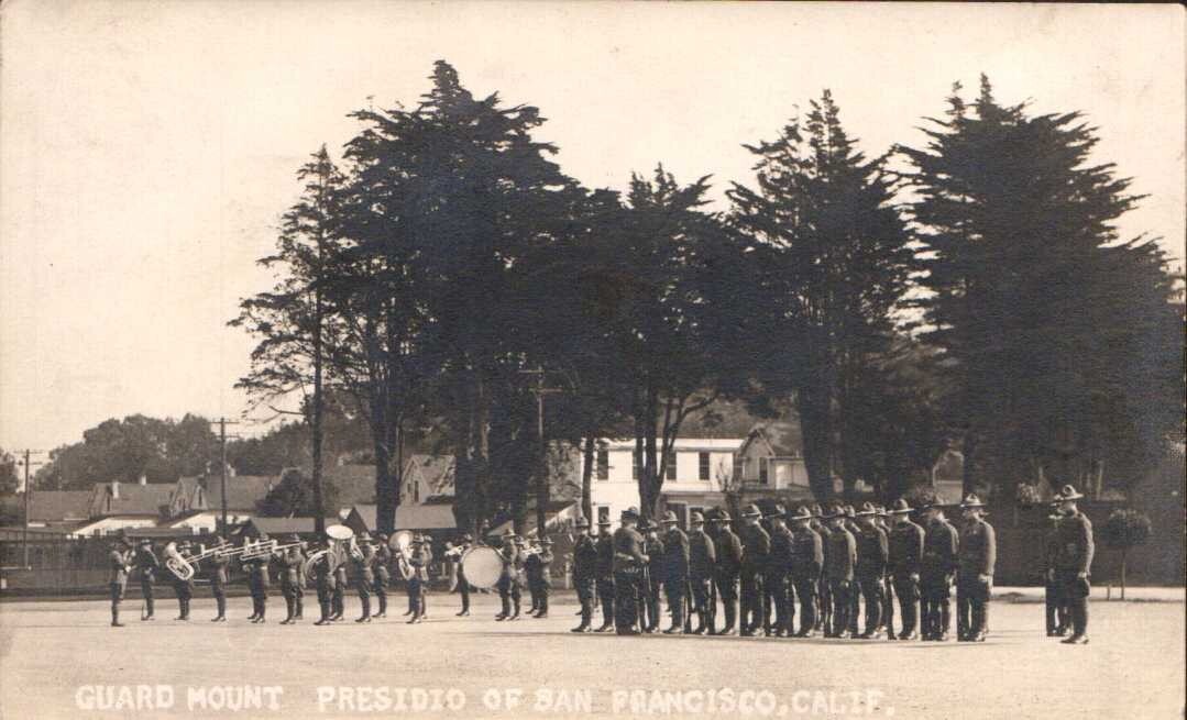 RPPC Postcard Guard Mount Presidio of San Francisco California CA Band ...