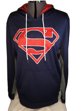 DC Comics Superman Pullover Hoodie Mens Size L Large 42 in. Polyester Blue
