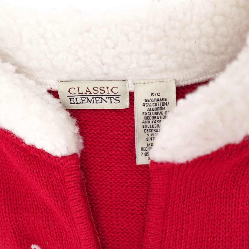 Chaleco Suéter Vintage Navidad Mujer Pequeño Rojo Muñeco de Nieve Cremallera Completa Sin Mangas Foto 3 de 4