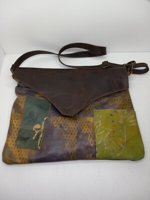 Beautiful Hand Made 15x11 Leather Patchwork Messenger Shoulder Bag Purse